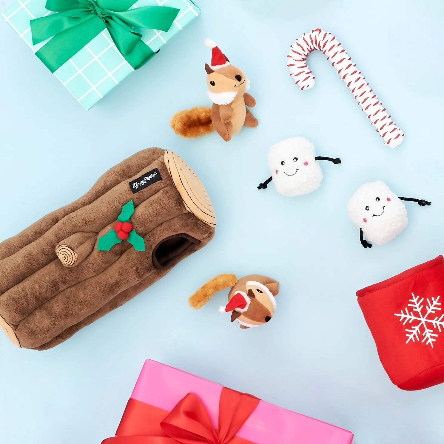 ZippyPaws Burrow Christmas Dog Toy - Yule Log