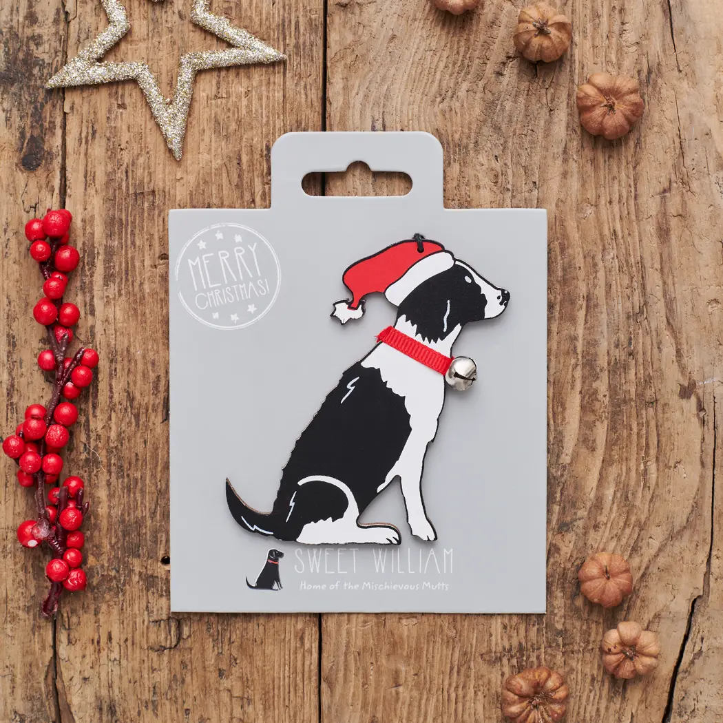 Christmas Tree Dog Decoration, Springer Spaniel, Black & White - Image 3