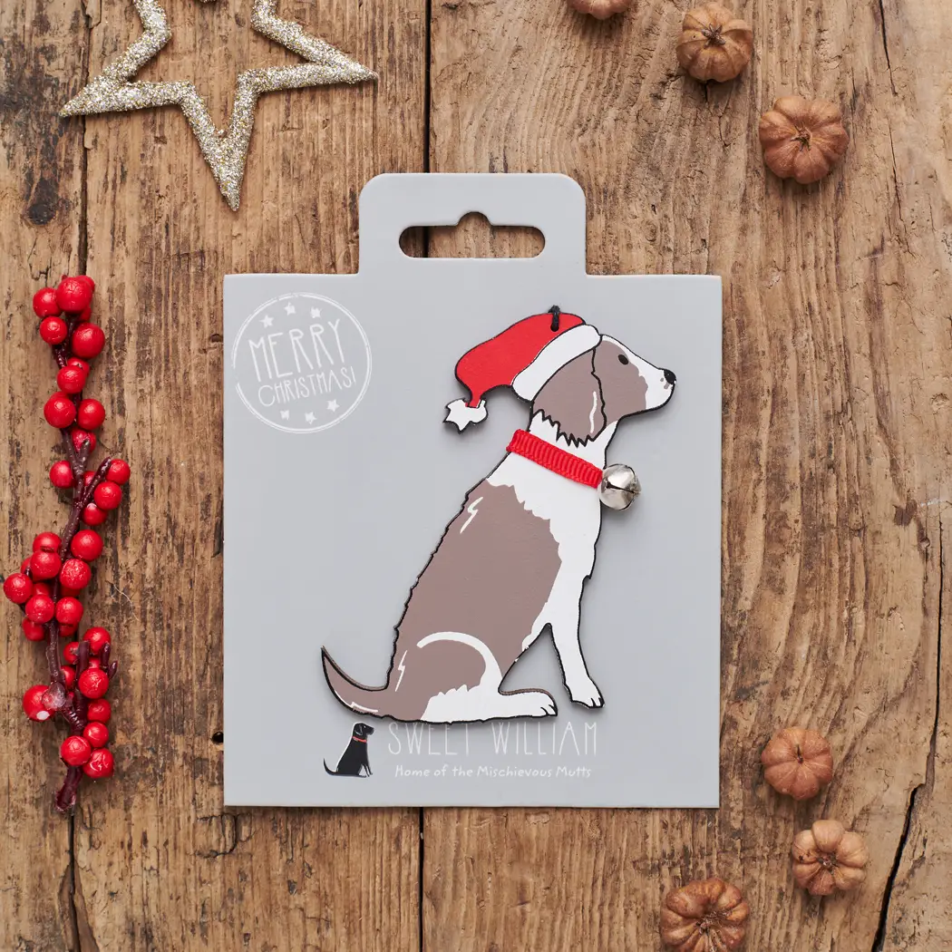 Christmas Tree Dog Decoration, Springer Spaniel, Liver and White - Image 3