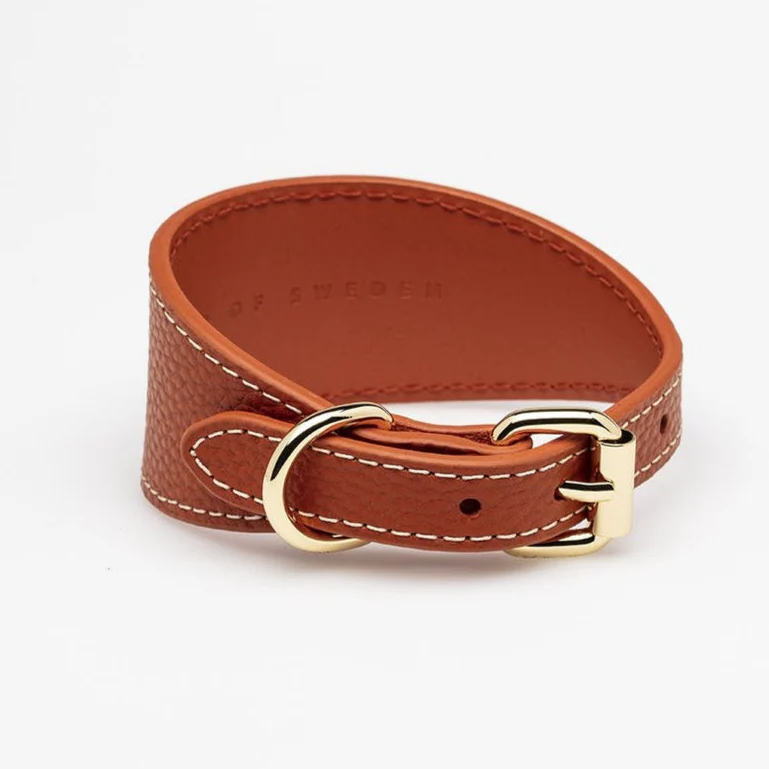 Wide Cognac Leather Dog Collar - Small - Image 3