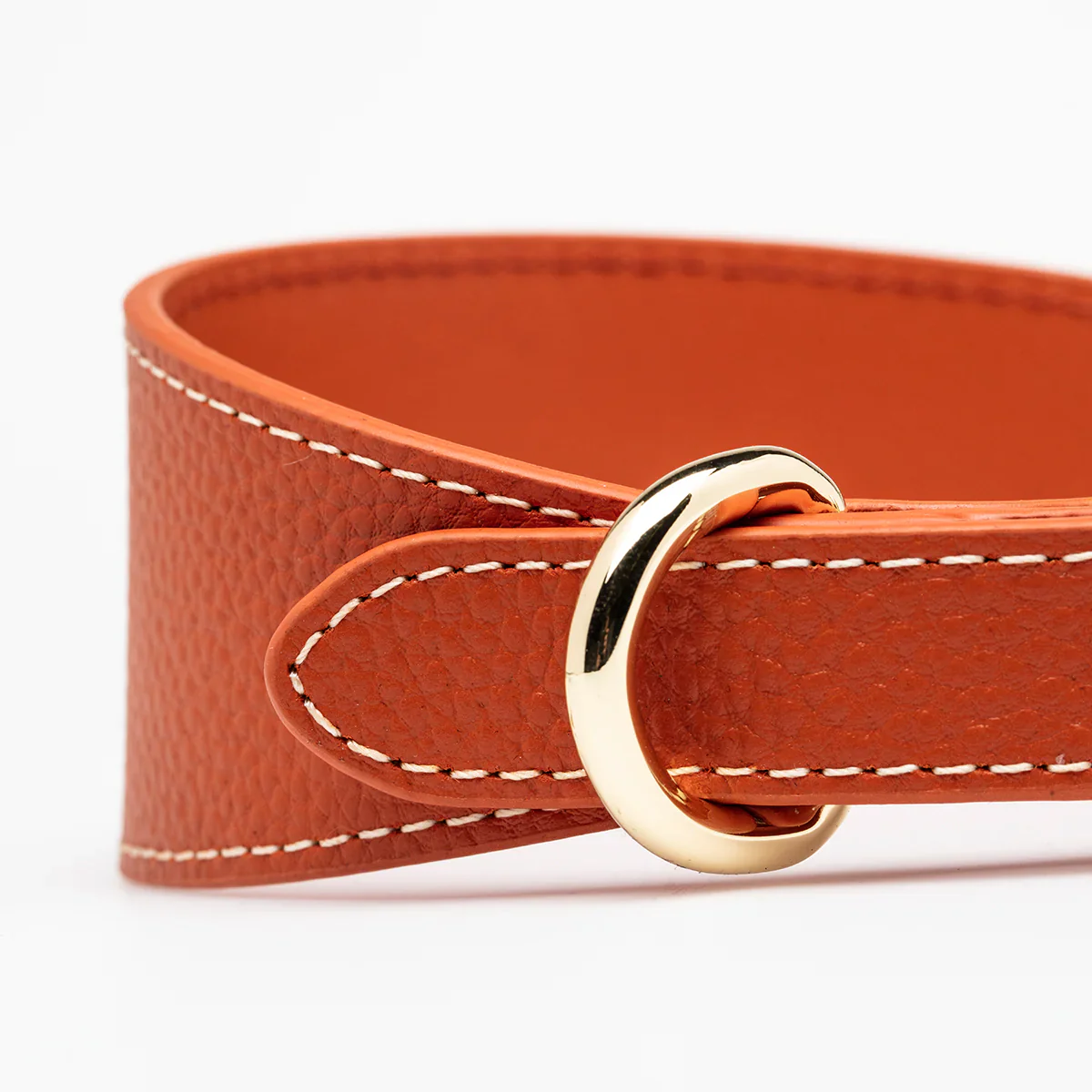 Wide Cognac Leather Dog Collar - Small - Image 4