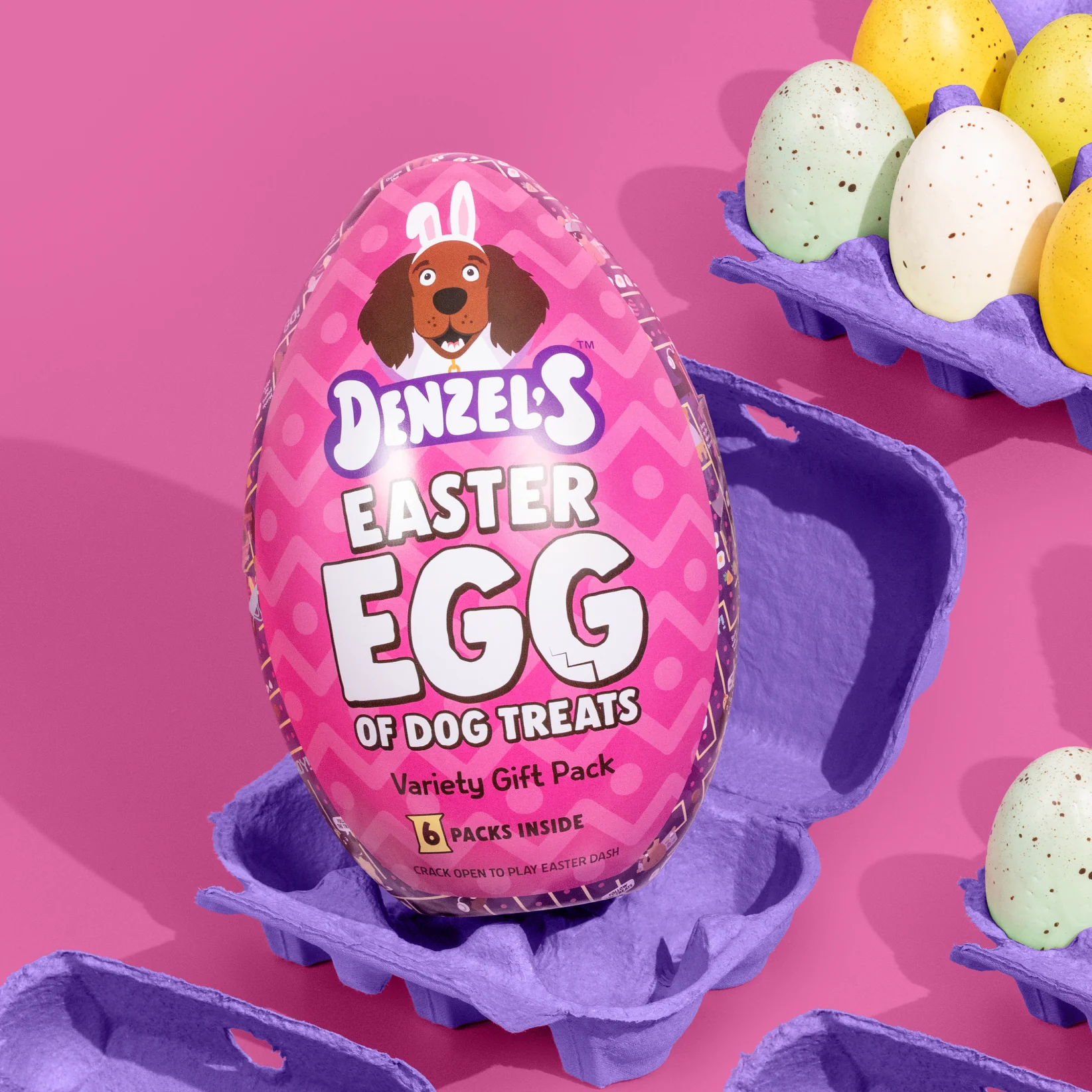 Denzel's Giant Dog Easter Egg Tin with Natural Dog Treats - 6 bags