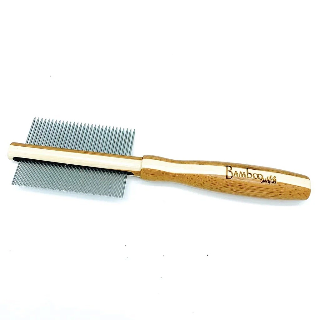 Double Sided Eco Bamboo Dog Comb - Image 2