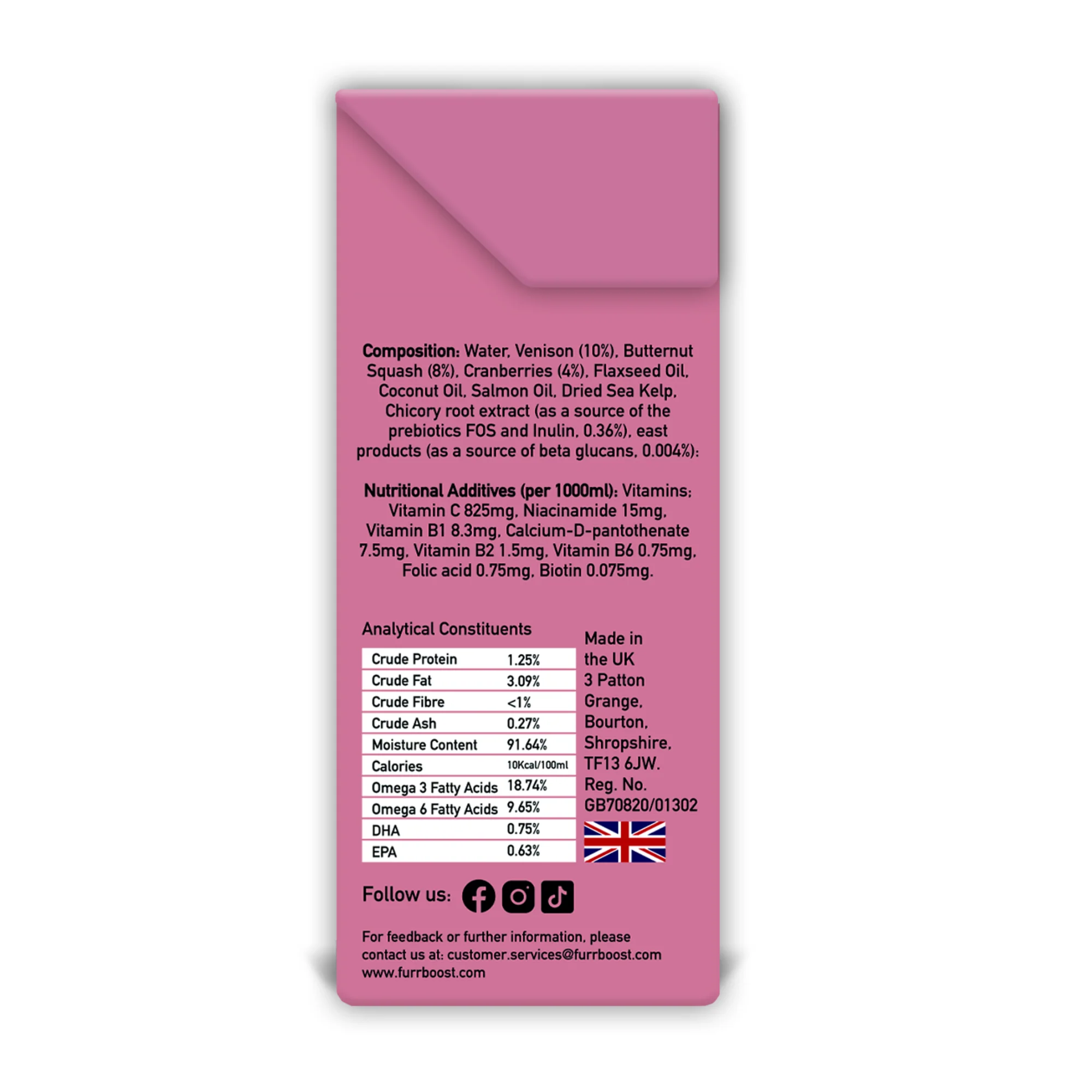 Furr Boost Venison, Butternut Squash & Cranberry - 400ml - Image 3