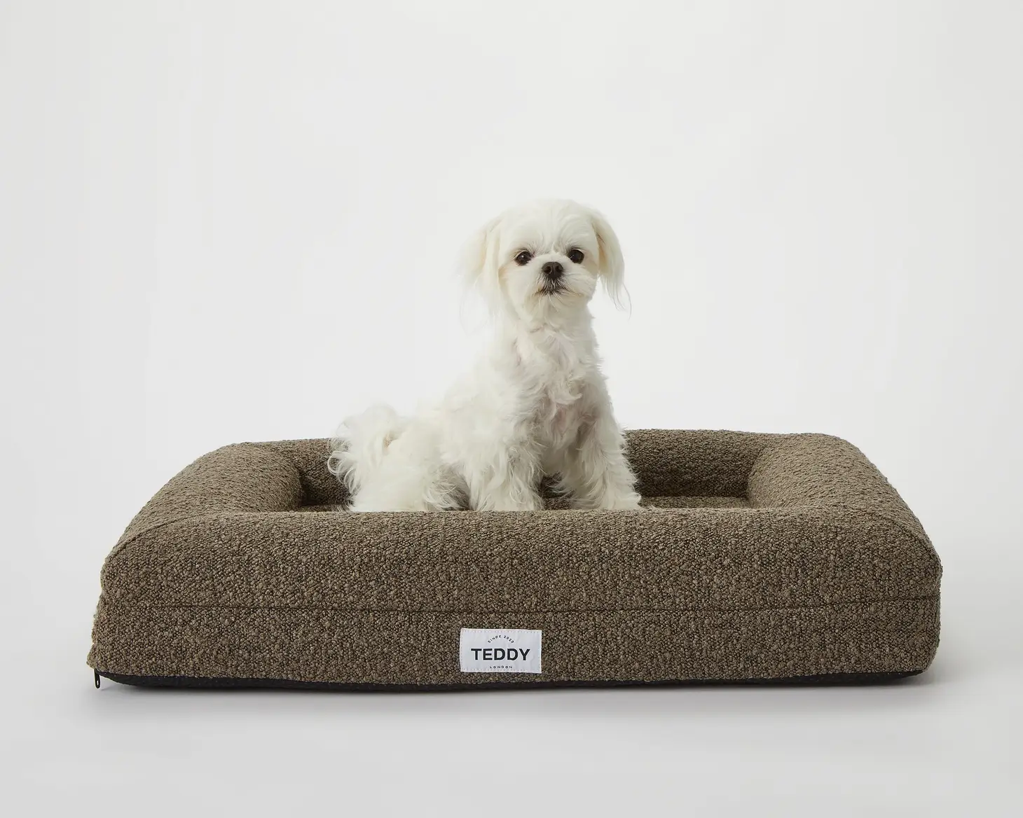 Khaki Boucle Fabric Bed for Dogs - S/M/L - Image 7