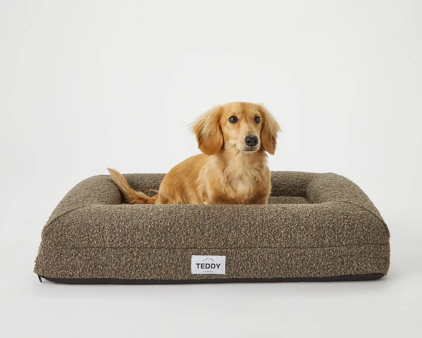 Khaki Boucle Fabric Bed for Dogs - S/M/L - Image 8