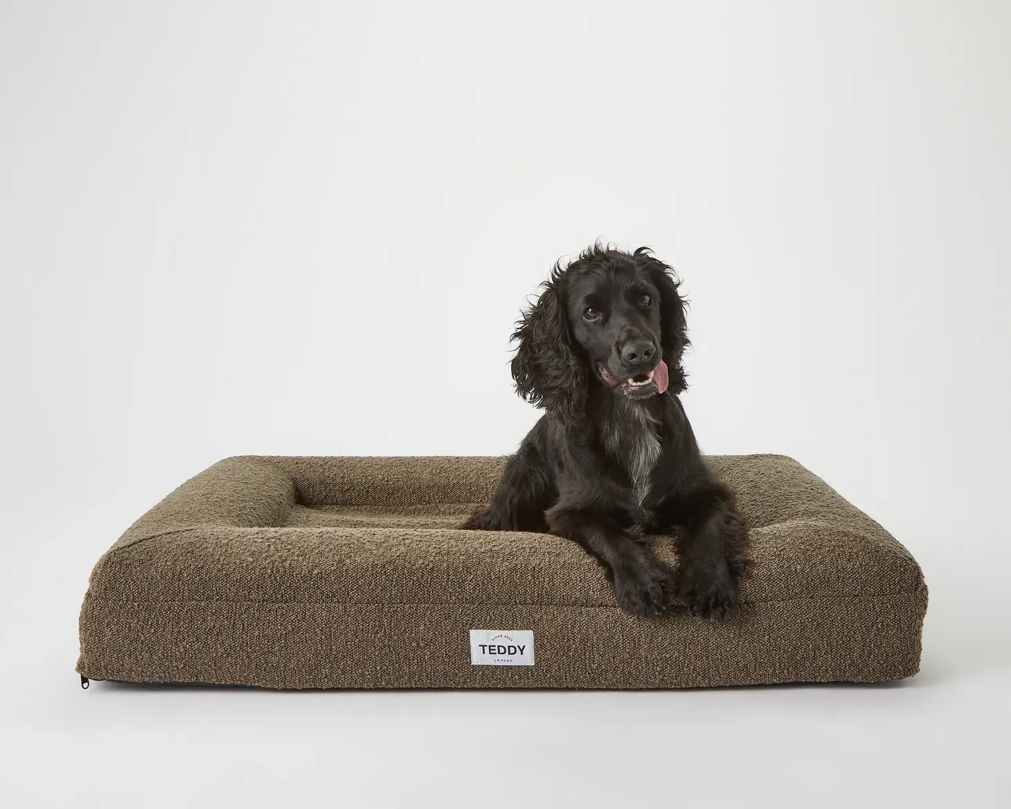 Khaki Boucle Fabric Bed for Dogs - S/M/L - Image 9