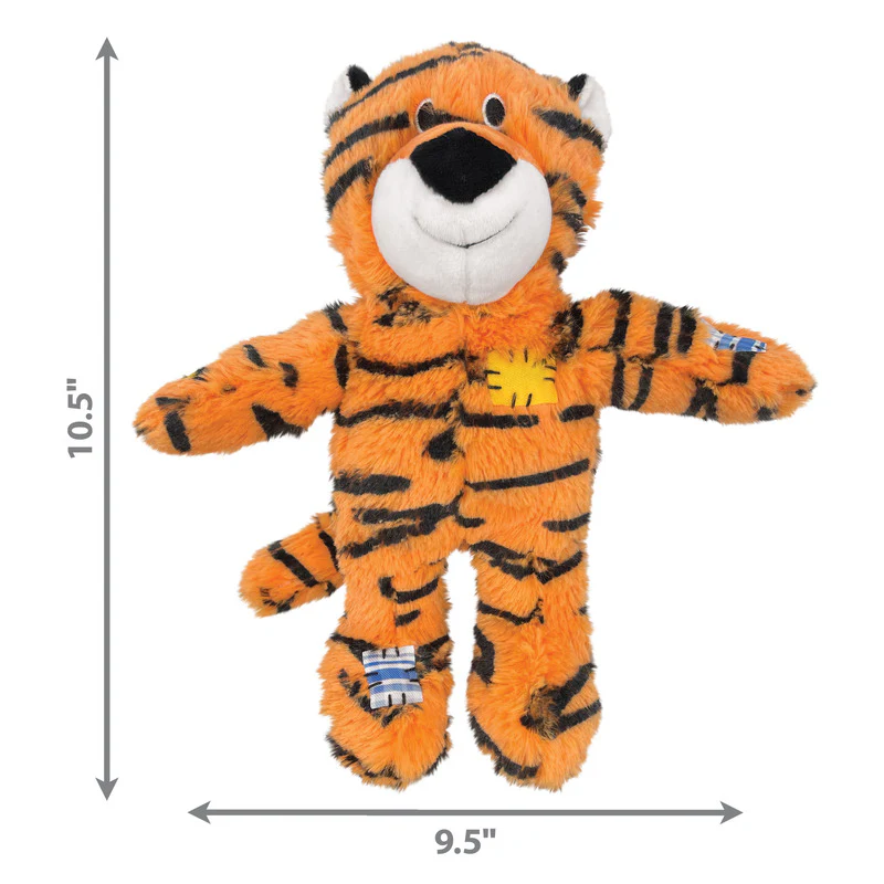 KONG Wild Knots Tiger, Soft Toy with Knotted Inner Rope & Squeaker - Medium / Large - Image 3