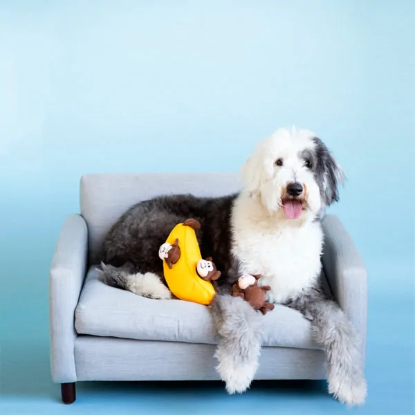 ZippyPaws Burrow Dog Toy - Monkeys & Banana - Image 5