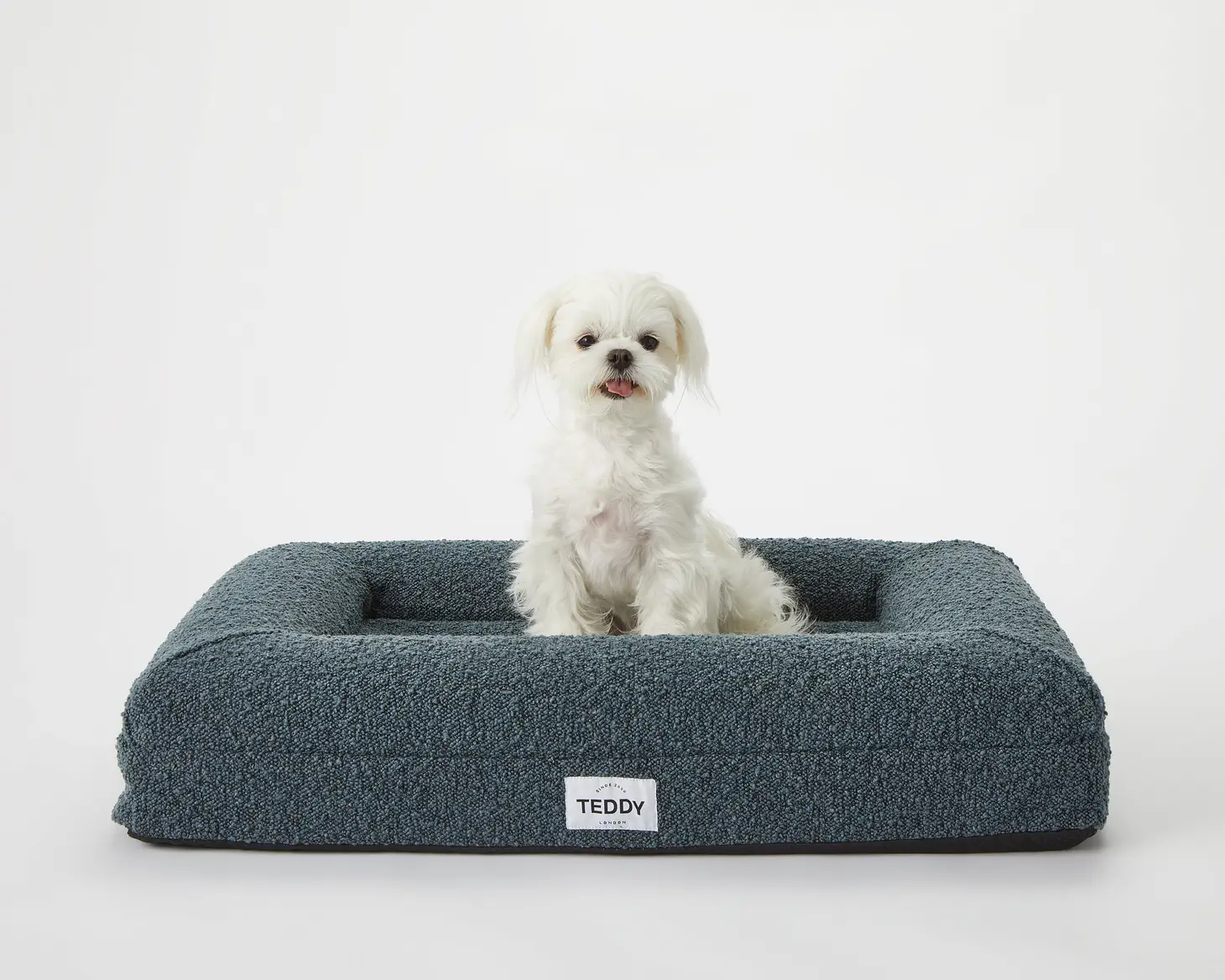 Navy Boucle Fabric Bed for Dogs - S/M/L - Image 3