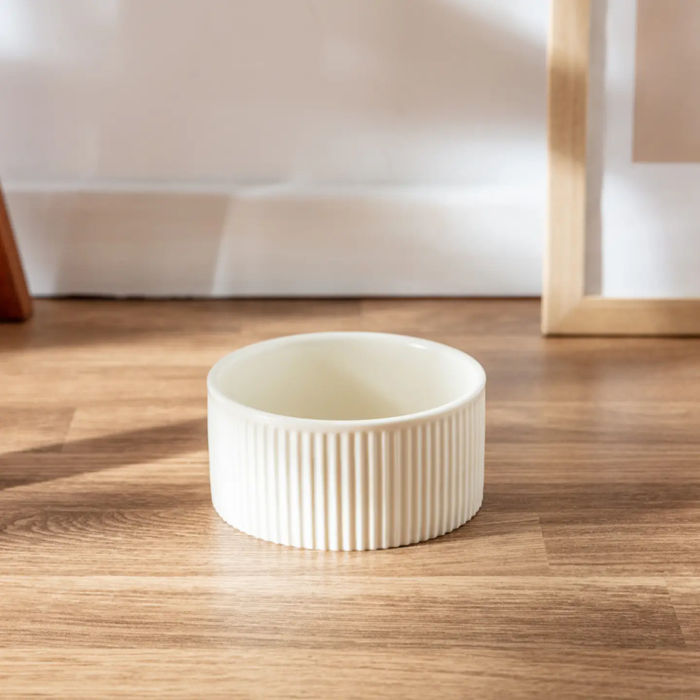 Park Life Designs Jardin Ribbed Dog & Cat Bowls - Matt Cream - Image 3
