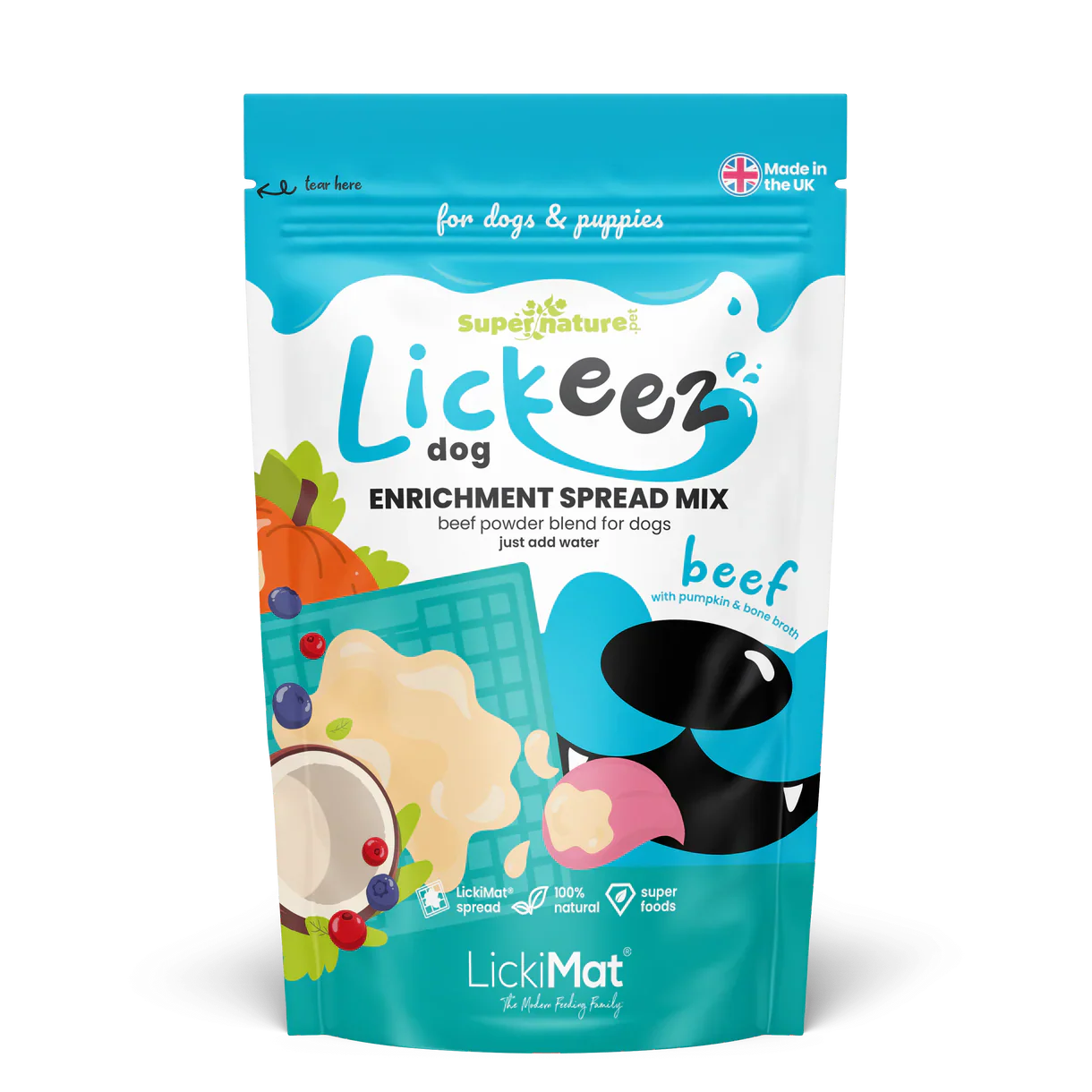 Supernature x LickiMat Beef Lickeez Superfood Dog Lick Mat Spread - 100g