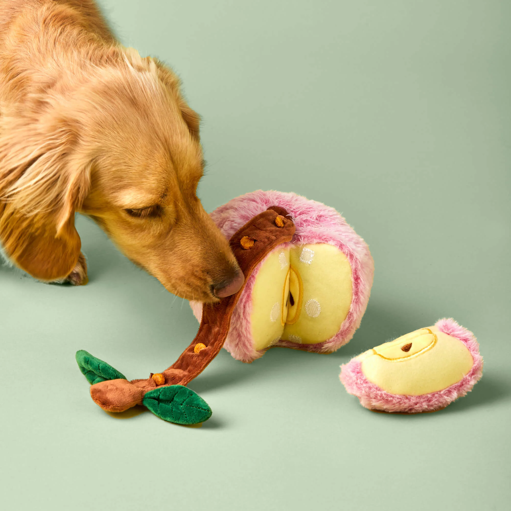 The Foggy Dog Apple Interactive Snuffle, Squeaky, Crinkly Enrichment Toy - Image 3