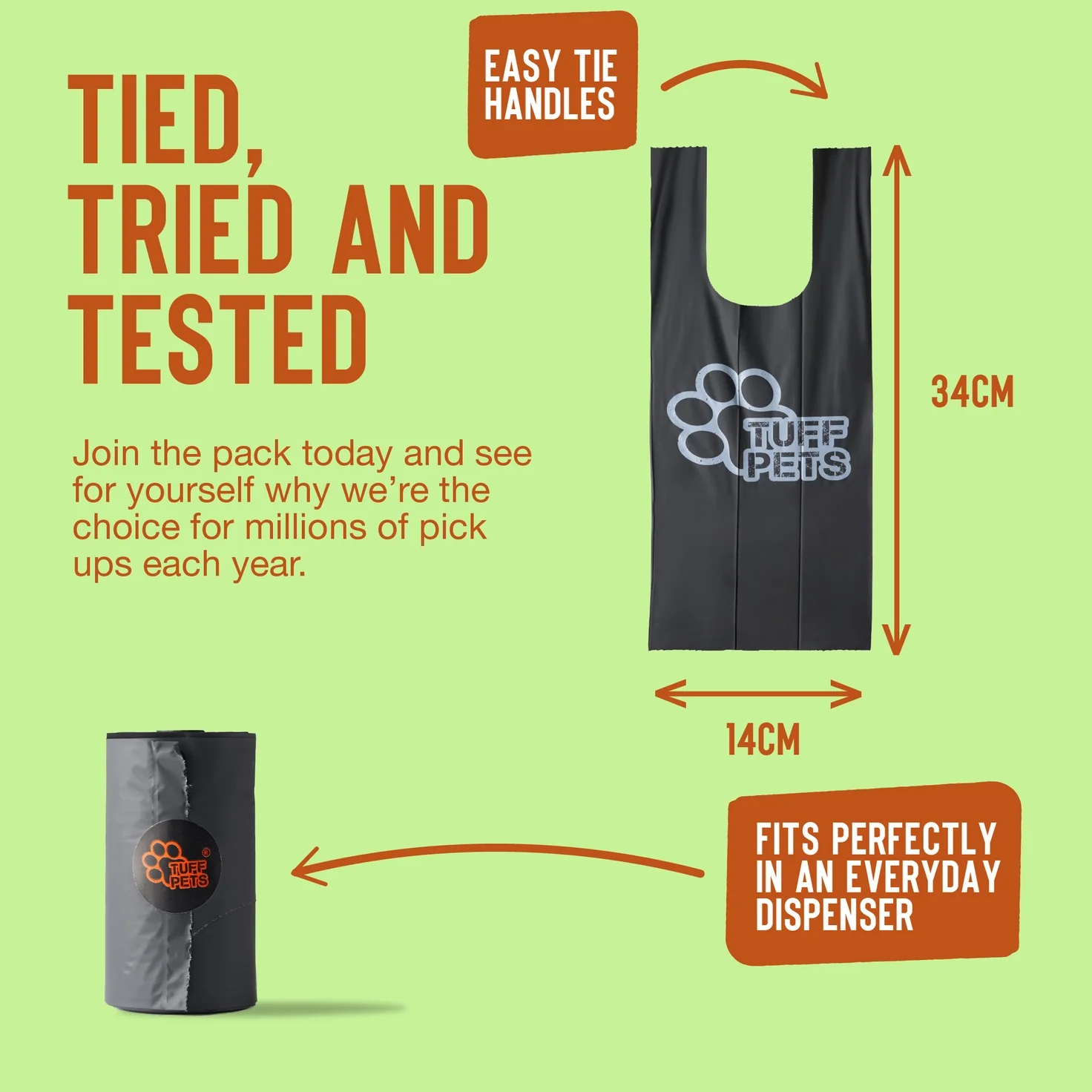 Tuff Pets Compostable Duty Biodegradable Dog Poop Bags with Handles - Image 6