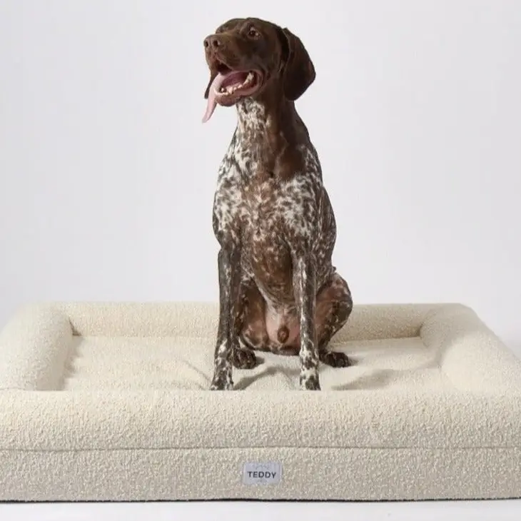 White Boucle Fabric Bed for Dogs - S/M/L - Image 6
