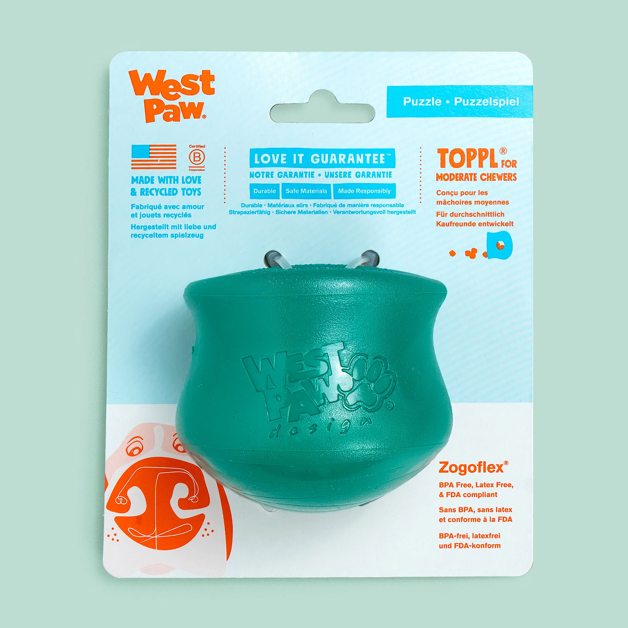 West Paw Zogoflex Toppl Limited Edition Evergreen - Image 4